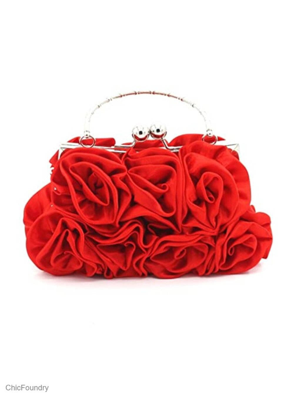 Satin Floral Evening Clutch Small Purses with Detachable Strap for Wedding